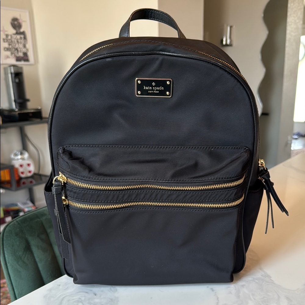 Kate Spade Black Backpack with Gold Hardware